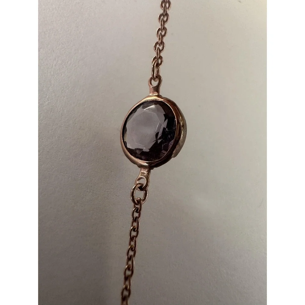 Alainn Long Bezel Necklace‎ Rose Gold Color Cubic Zirconias 48